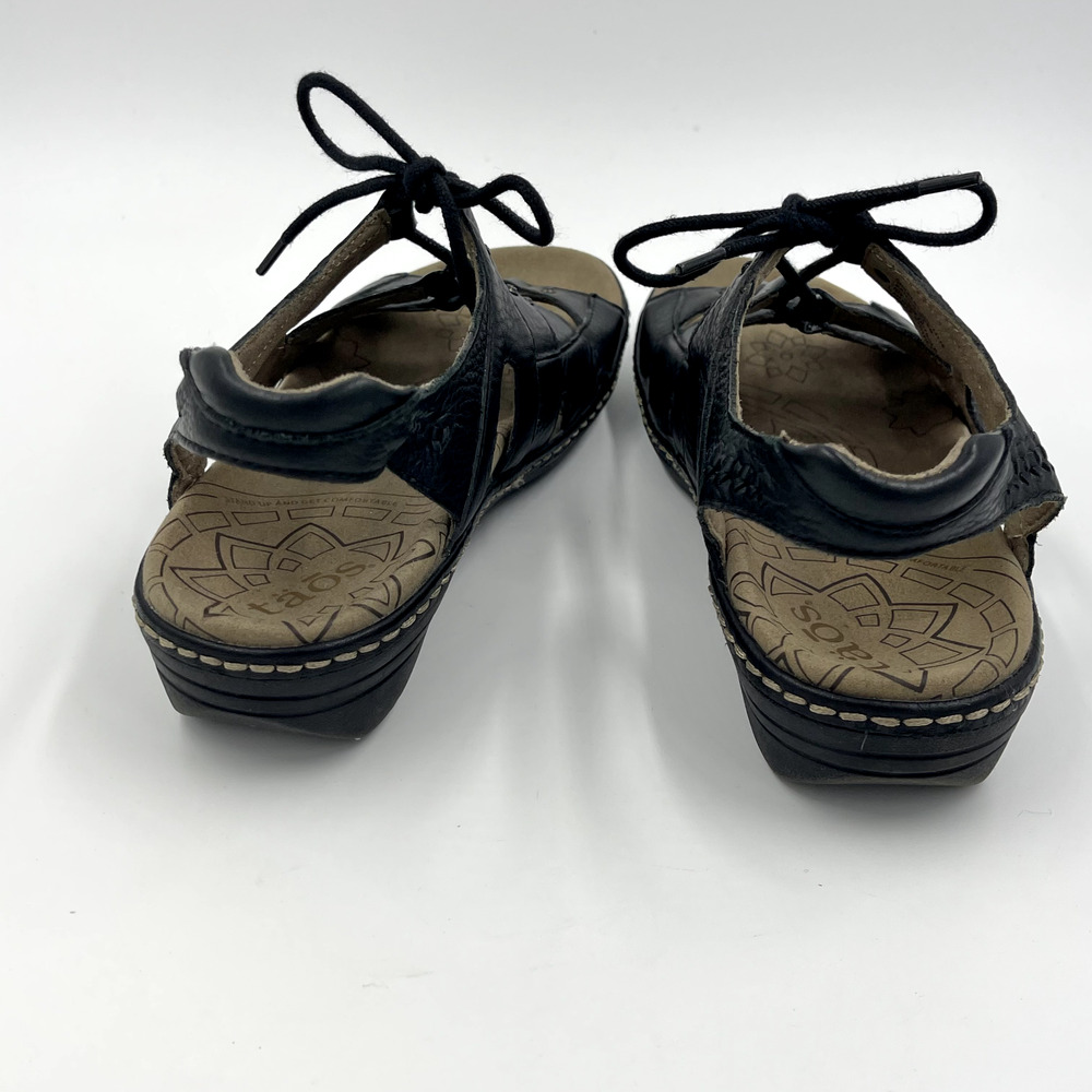 Taos Sandals Women 7 Black Ghilbert Leather Comfort Lace Up Outdoor Active Wedge - Picture 5 of 13